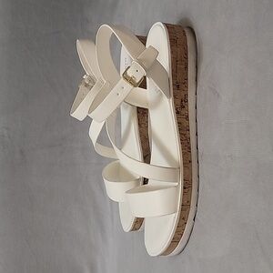 Marc Fisher White Strappy Sandals, Size 10
